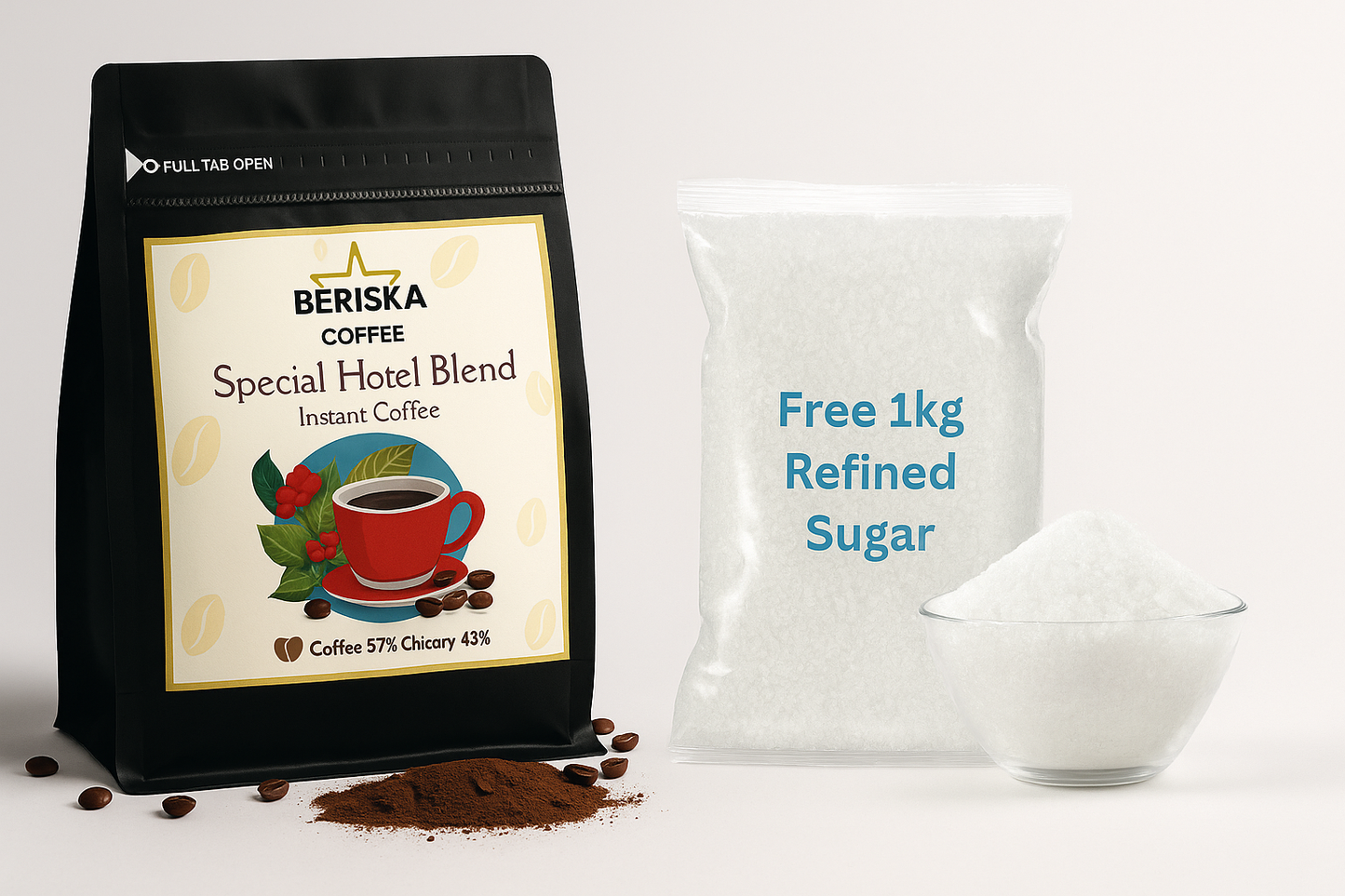 Beriska Hotel Blend Coffee 1kg & (1kg Sugar)